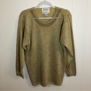 Sideffects Vintage Gold Metallic Sweater Small